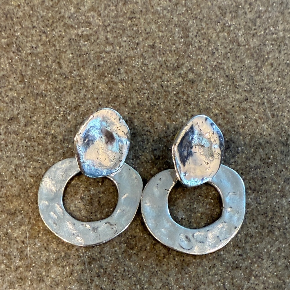 Silver Textured Earrings